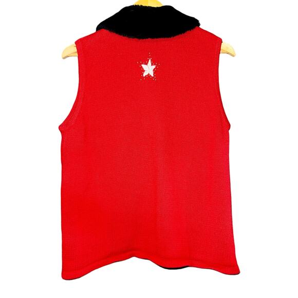 Mercer Street Christmas Sweater Vest Womens L Christmas Tree Snowflakes Beaded - Picture 5 of 8